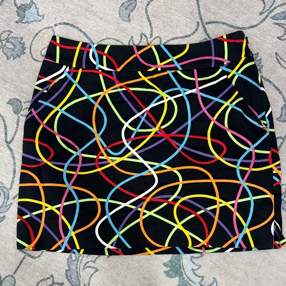Loudmouth Golf Black Skort Multicolor Swirls Athletic Tennis